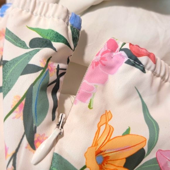 Shein Women's White and Colorful Floral Spaghetti Strap Dress with Split - L - Picture 2 of 7